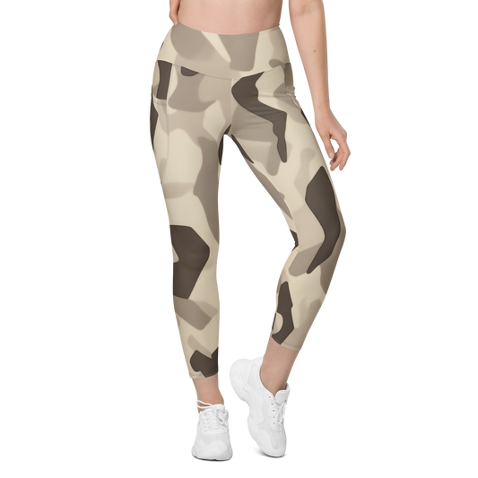 Cartu · Sand high-waisted pocket leggings, front view.