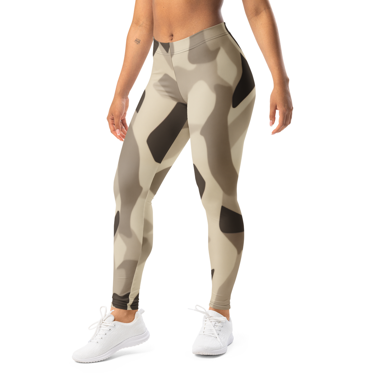 Cartu · Sand mid-rise everyday leggings, left-front view.