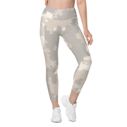 Caspra · Beige high-waisted pocket leggings, front view.