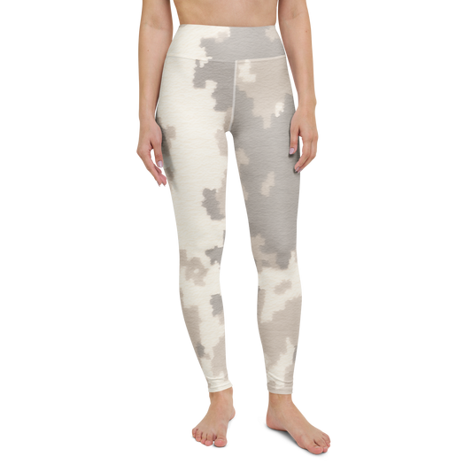 Caspra · Beige high-waisted yoga leggings, straight front view, barefoot.