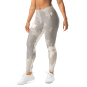 Caspra · Greyscale mid-rise everyday leggings, left-front view.