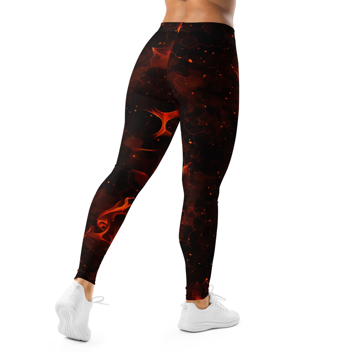 Cineris Flame mid-rise comfort leggings, back view.