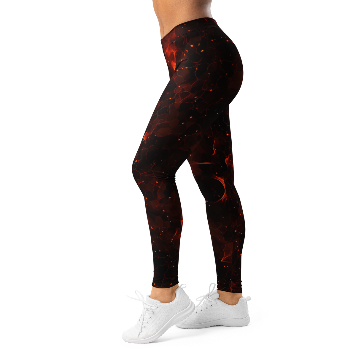 Cineris Flame mid-rise comfort leggings, left-side view.