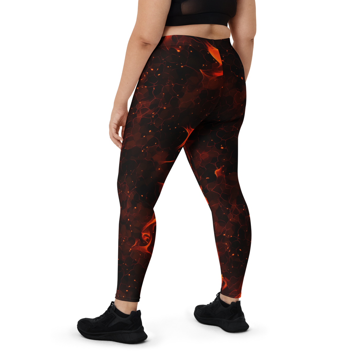 Cineris Flame mid-rise comfort leggings, oversize-fit back view.