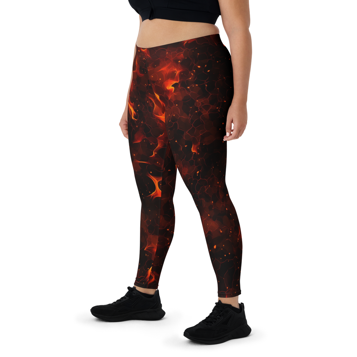 Cineris Flame mid-rise comfort leggings, oversize-fit front view.