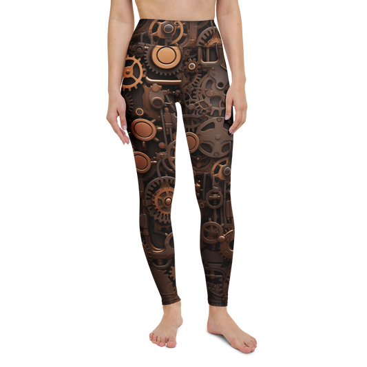 Clockwork high-waisted yoga leggings, straight front view, barefoot.
