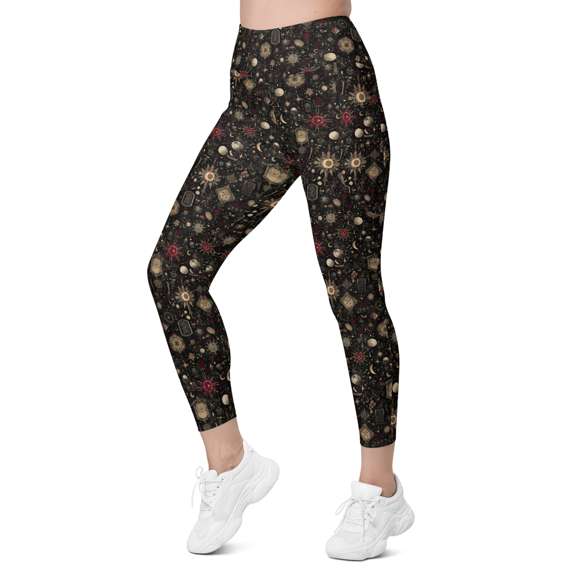 Codex Scarfhold high-waisted pocket leggings, left-front view.