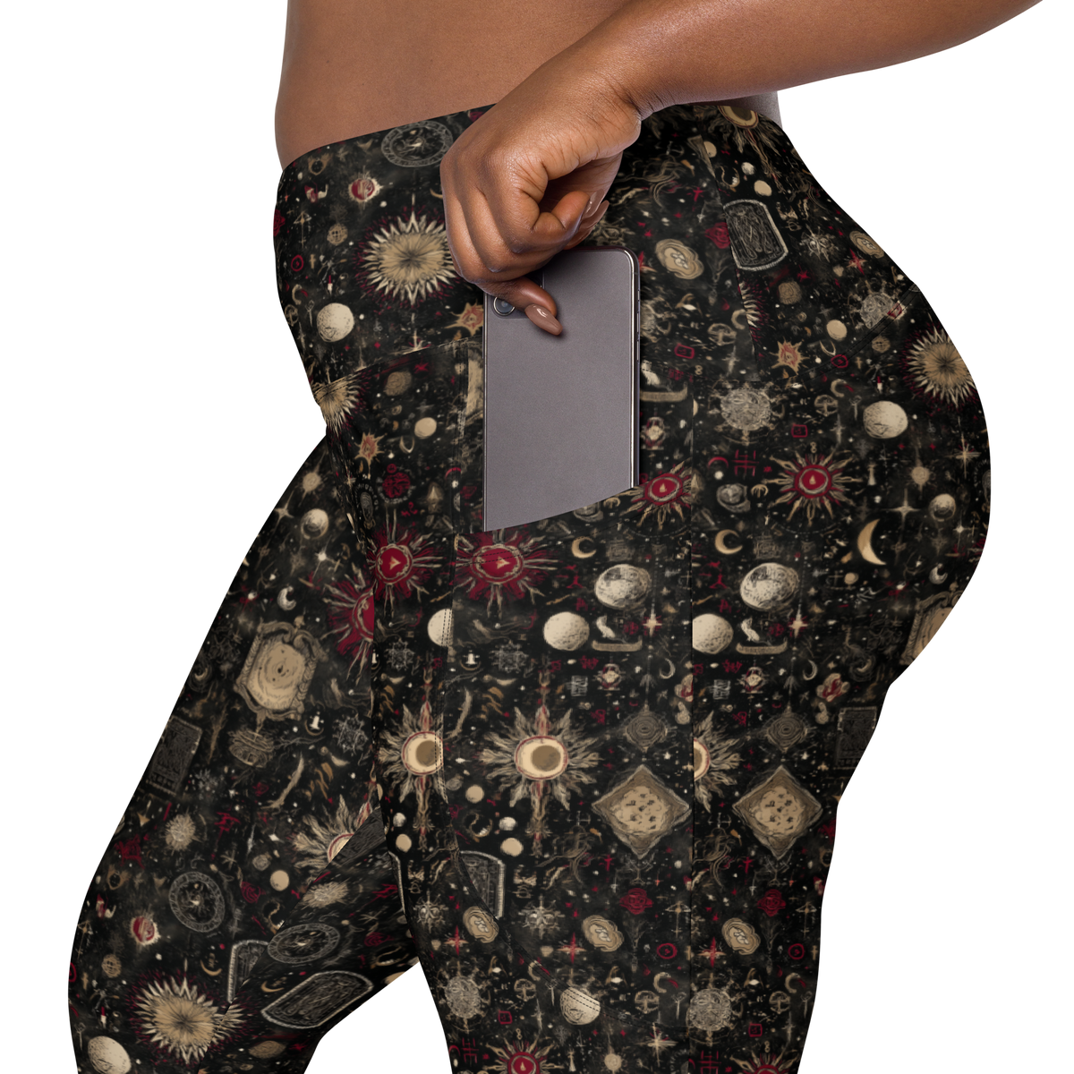 Codex Scarfhold high-waisted pocket leggings, rear pocket detail.