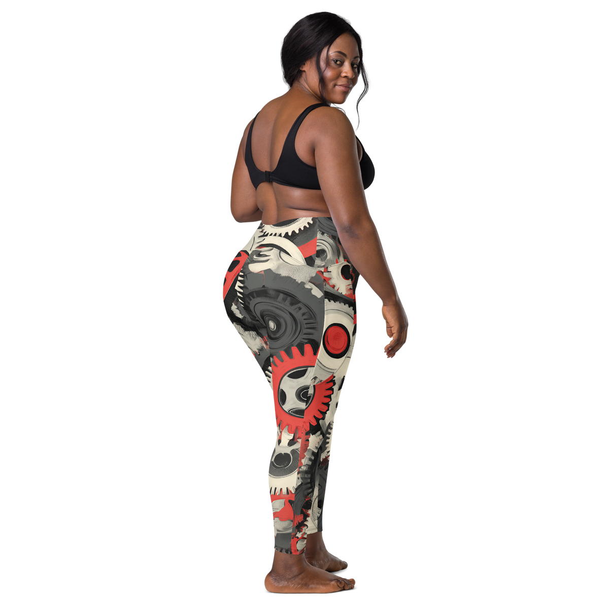 Coggetta Scarfhold Large-Scale high-waisted pocket leggings, larger-model back view.