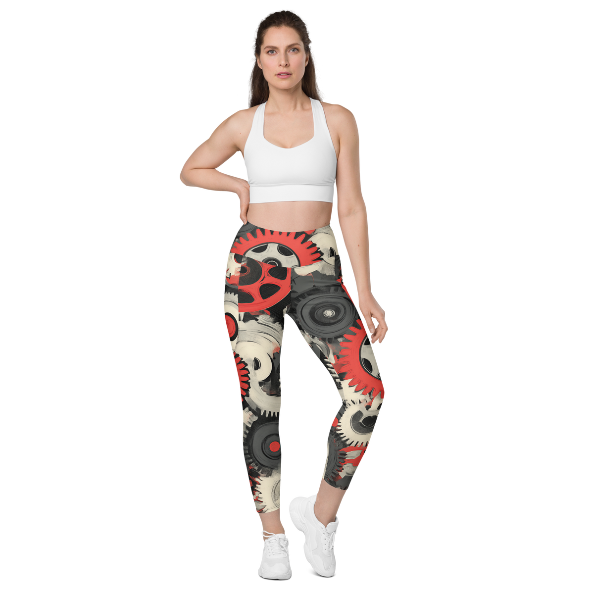 Coggetta Scarfhold Large-Scale high-waisted pocket leggings, straight-front view.
