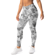 Conculous — Haze · Greyscale mid-rise everyday leggings, left-front view.