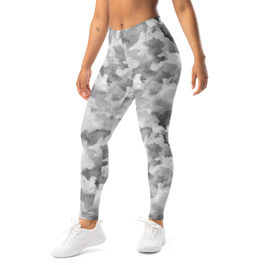Conculous — Haze · Greyscale mid-rise everyday leggings, left-front view.