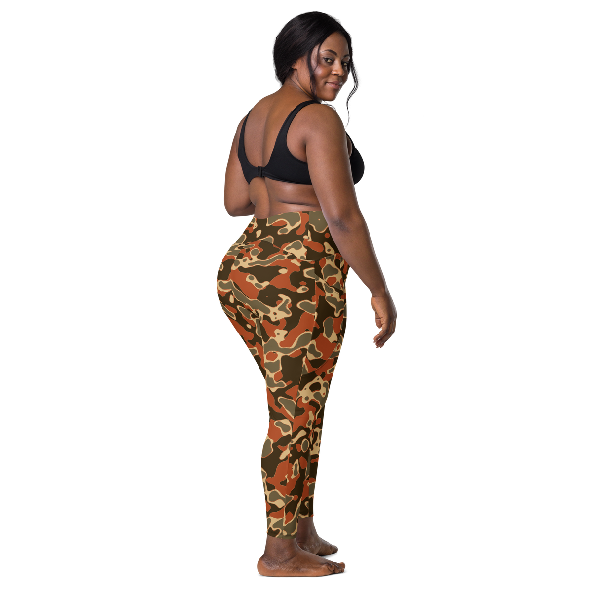 Copse Fall 1 high-waisted pocket leggings, larger-model back view.