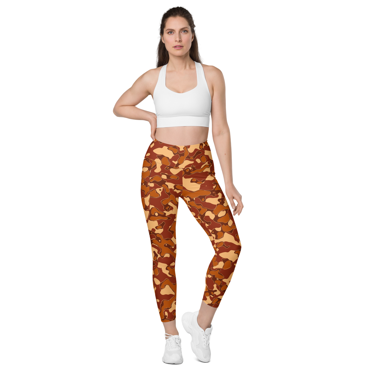 Copse Fall 4 high-waisted pocket leggings, straight-front view.