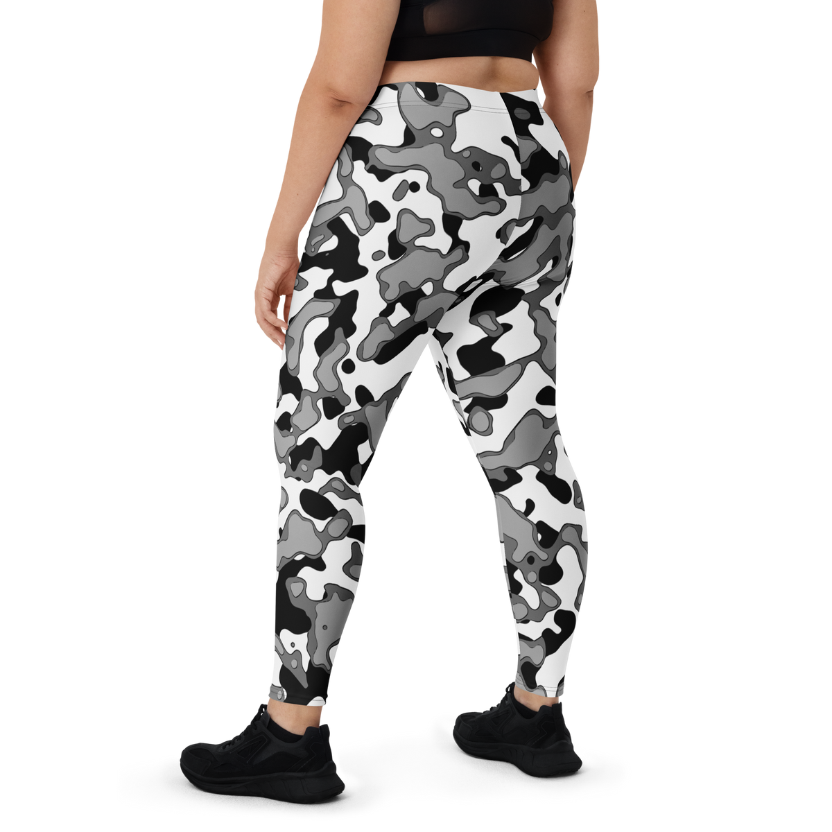 Copse Greyscale mid-rise comfort leggings, oversize-fit back view.