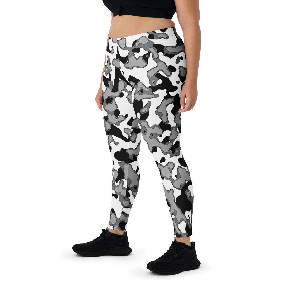 Copse Greyscale mid-rise comfort leggings, oversize-fit front view.
