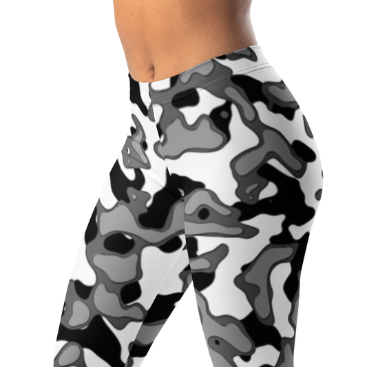 Copse · Greyscale mid-rise everyday leggings, waistband and pattern detail.