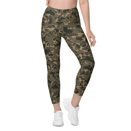 Copse Woodland high-waisted pocket leggings, front view.