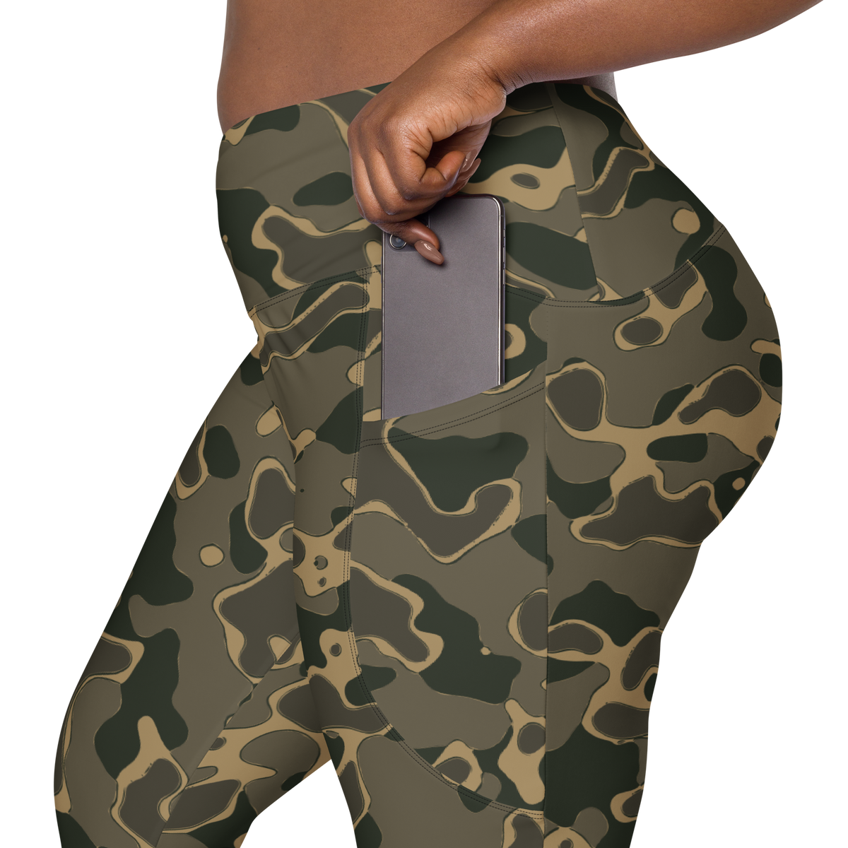 Copse Woodland high-waisted pocket leggings, rear pocket detail.