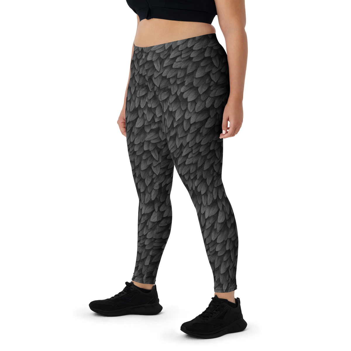 Corvid Greyscale mid-rise comfort leggings, oversize-fit front view.