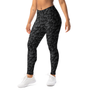 Corvid · Greyscale mid-rise everyday leggings, left-front view.