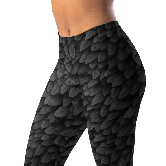 Corvid · Greyscale mid-rise everyday leggings, waistband and pattern detail.
