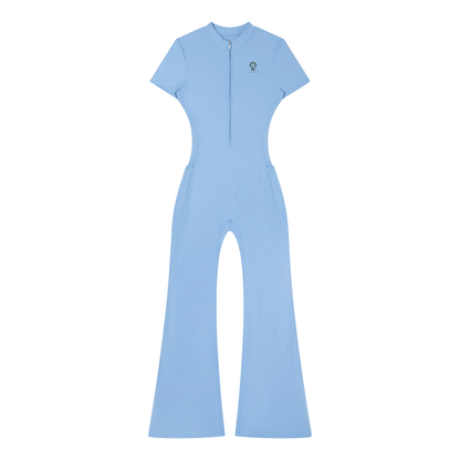 Women’s Tight Flared Leg Quarter-Zip Jumpsuit