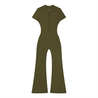 Women’s Tight Flared Leg Quarter-Zip Jumpsuit