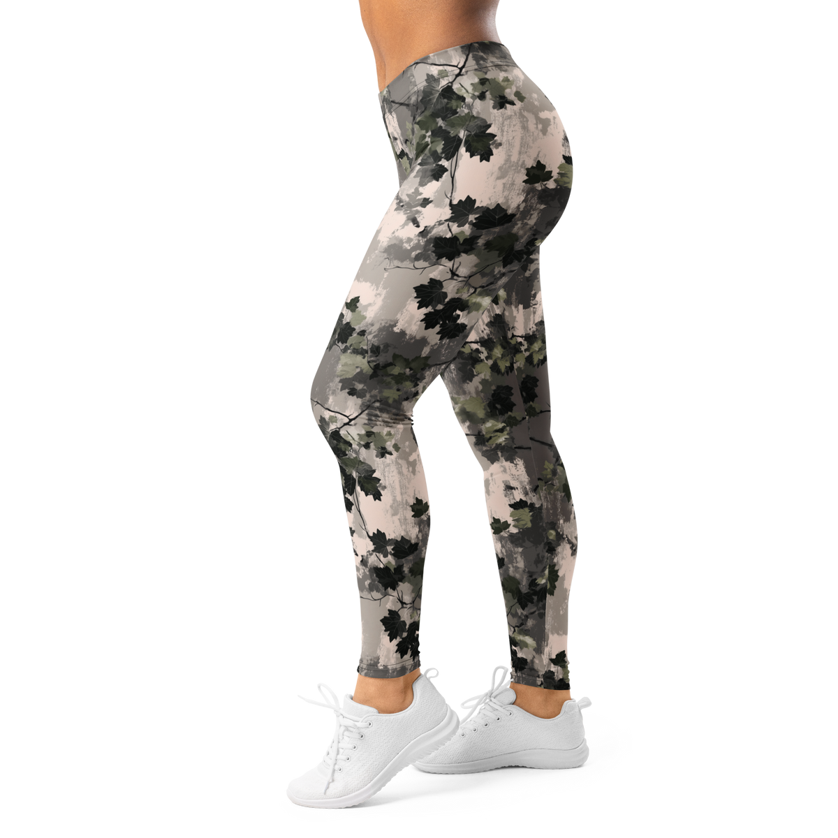 Detrita Urban camouflage mid-rise comfort leggings, left-side view.