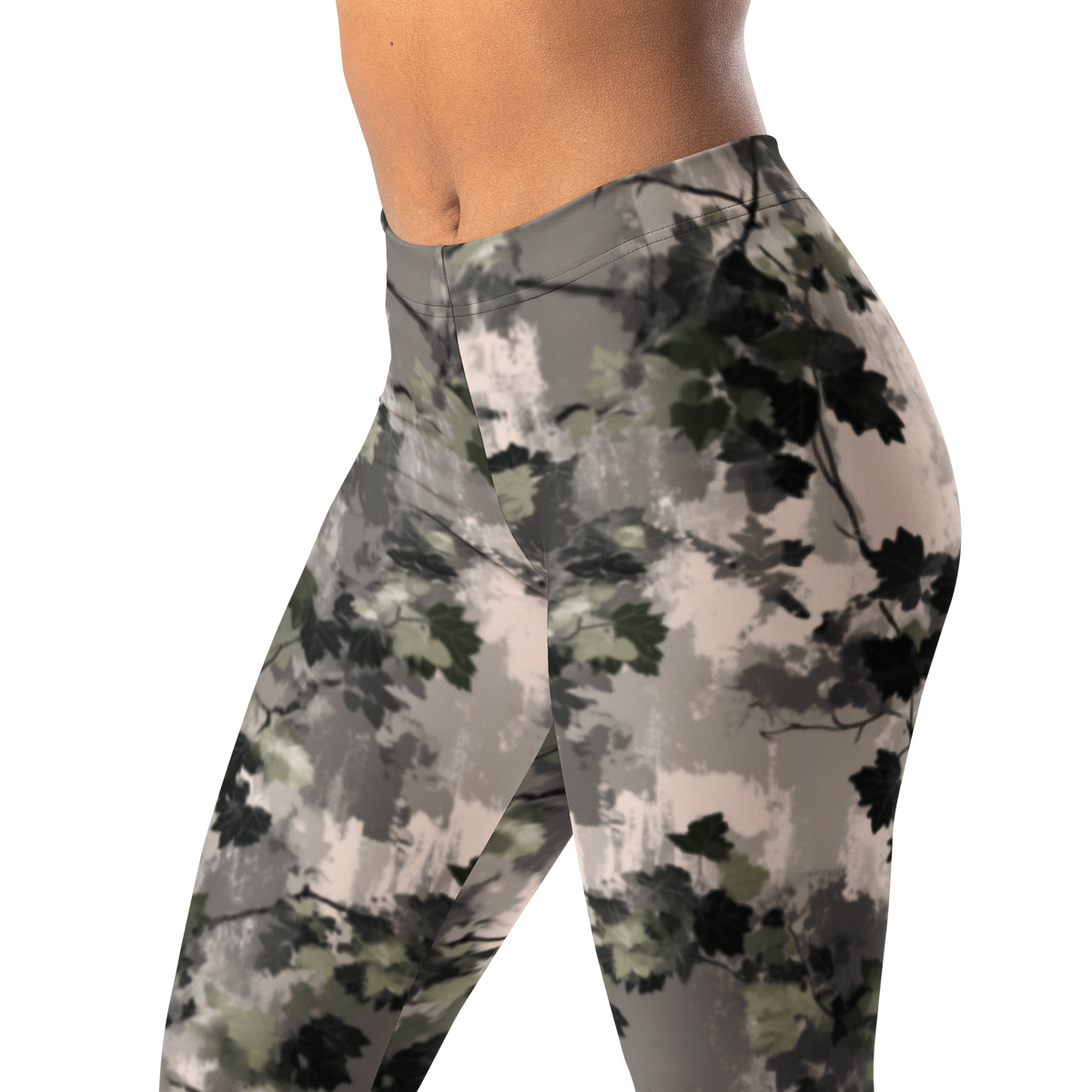 Detrita · Urban mid-rise everyday leggings, waistband and pattern detail.