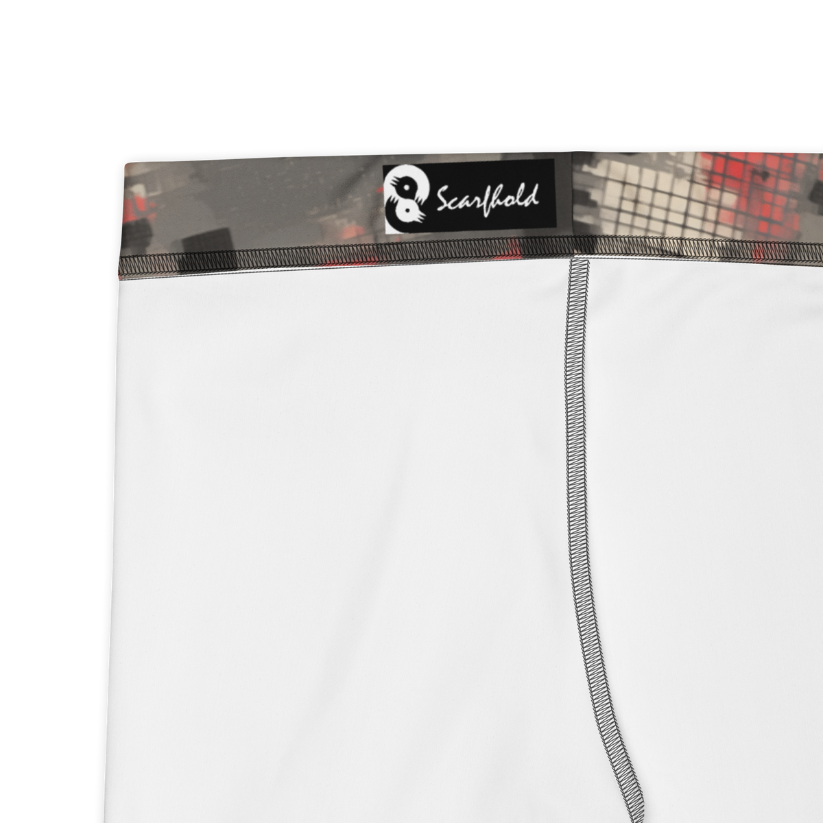 Glitchette Scarfhold Large-Scale camouflage mid-rise comfort leggings, fabric and construction details.