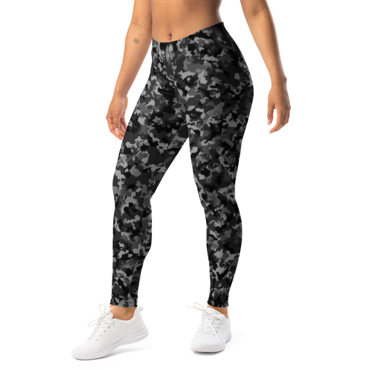 Digita — Contour Static · Greyscale mid-rise everyday leggings, left-front view.