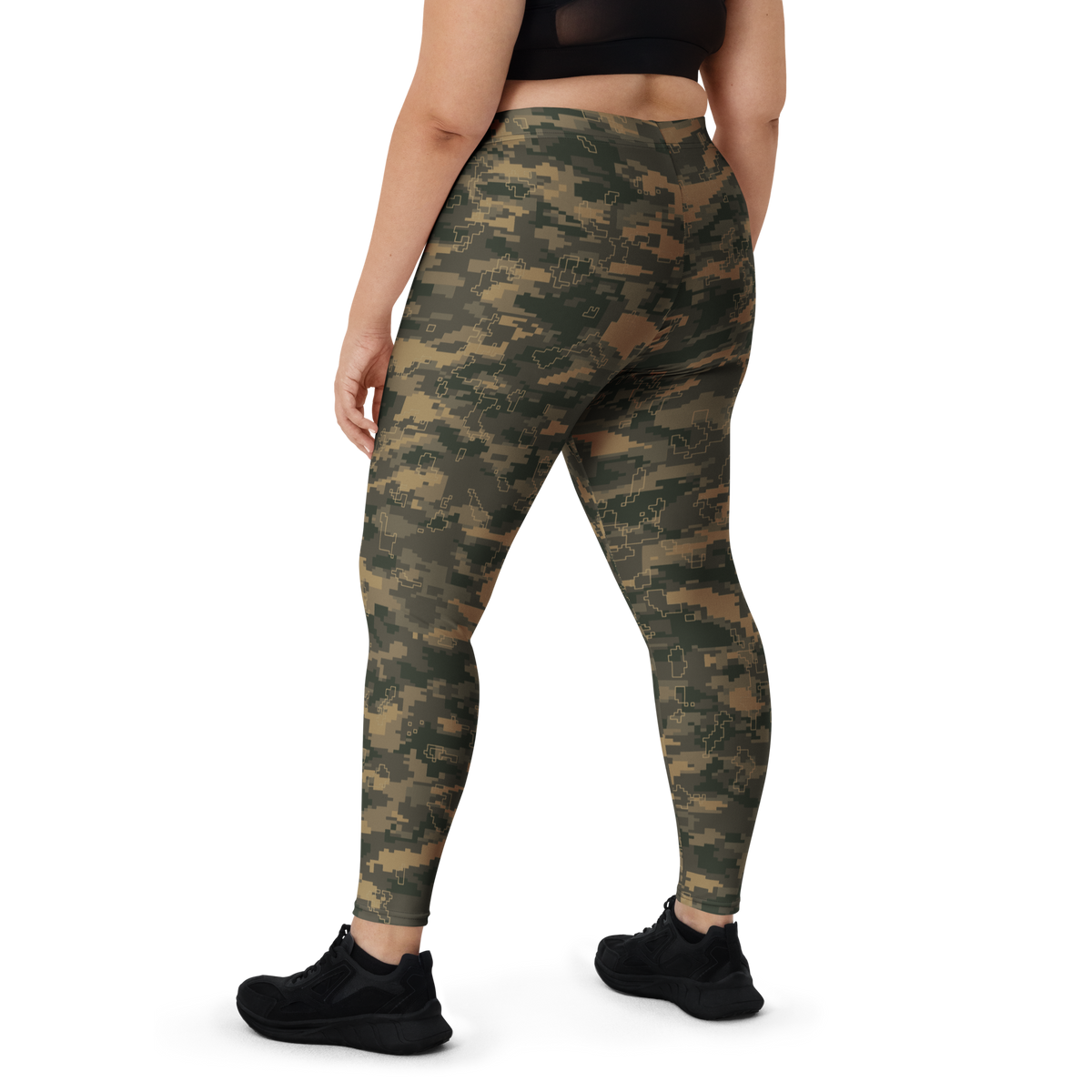 Digita Contour Static Woodland mid-rise comfort leggings, oversize-fit back view.