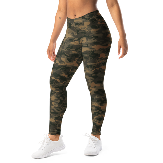 Digita — Contour Static · Woodland mid-rise everyday leggings, left-front view.