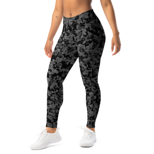 Digita · Greyscale · 1 mid-rise everyday leggings, left-front view.