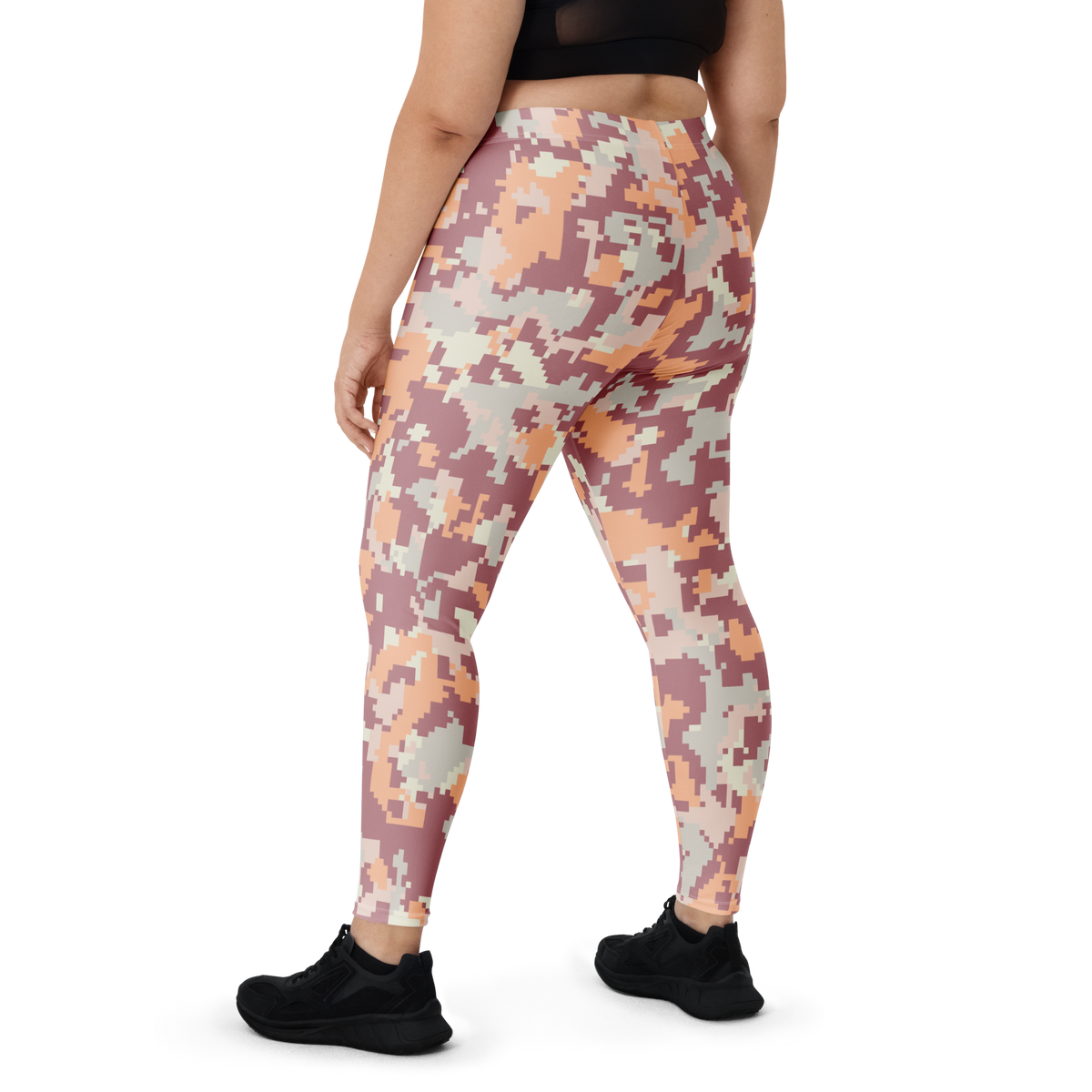 Digita Peach Harmony camouflage mid-rise comfort leggings, oversize-fit back view.