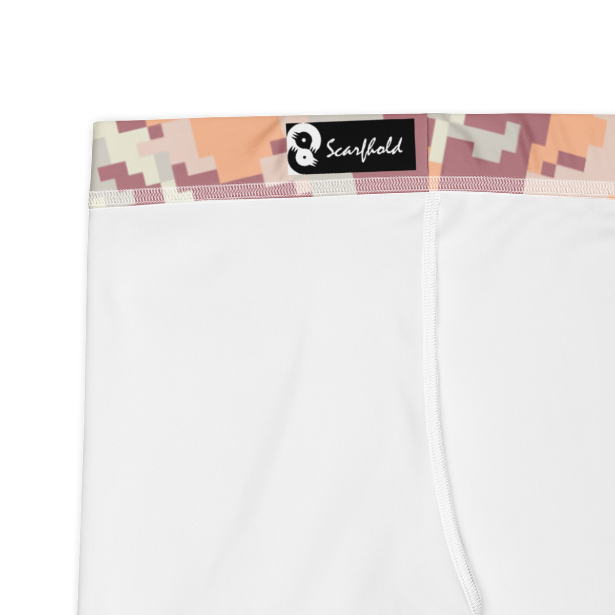 Digita Peach Harmony camouflage mid-rise comfort leggings, fabric and construction details.