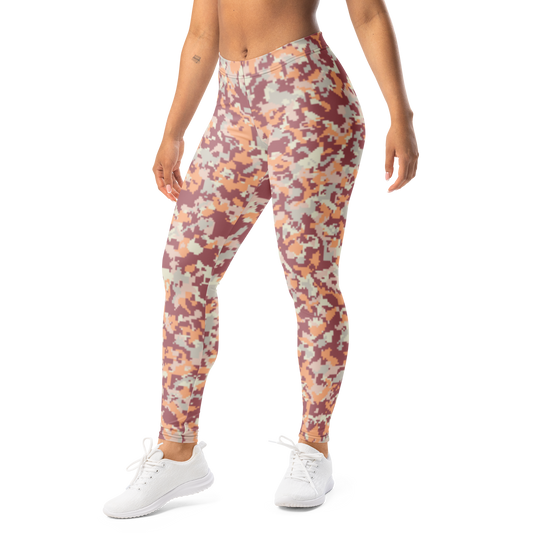 Digita · Peach Harmony mid-rise everyday leggings, left-front view.