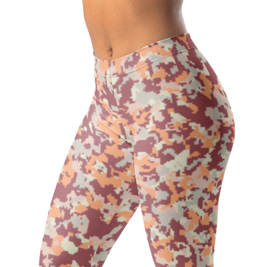 Digita · Peach Harmony mid-rise everyday leggings, waistband and pattern detail.