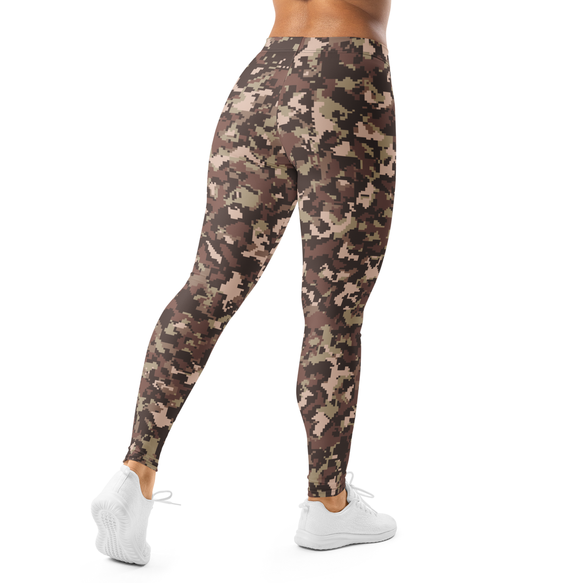 Digita Relaxed Elegance camouflage mid-rise comfort leggings, back view.