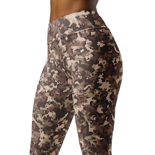 Digita · Relaxed Elegance high-waisted yoga leggings, close three-quarter pattern view.