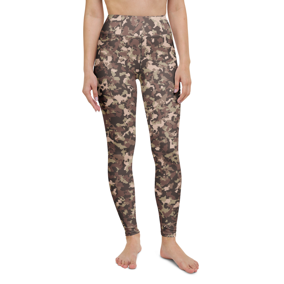 Digita · Relaxed Elegance high-waisted yoga leggings, straight front view, barefoot.