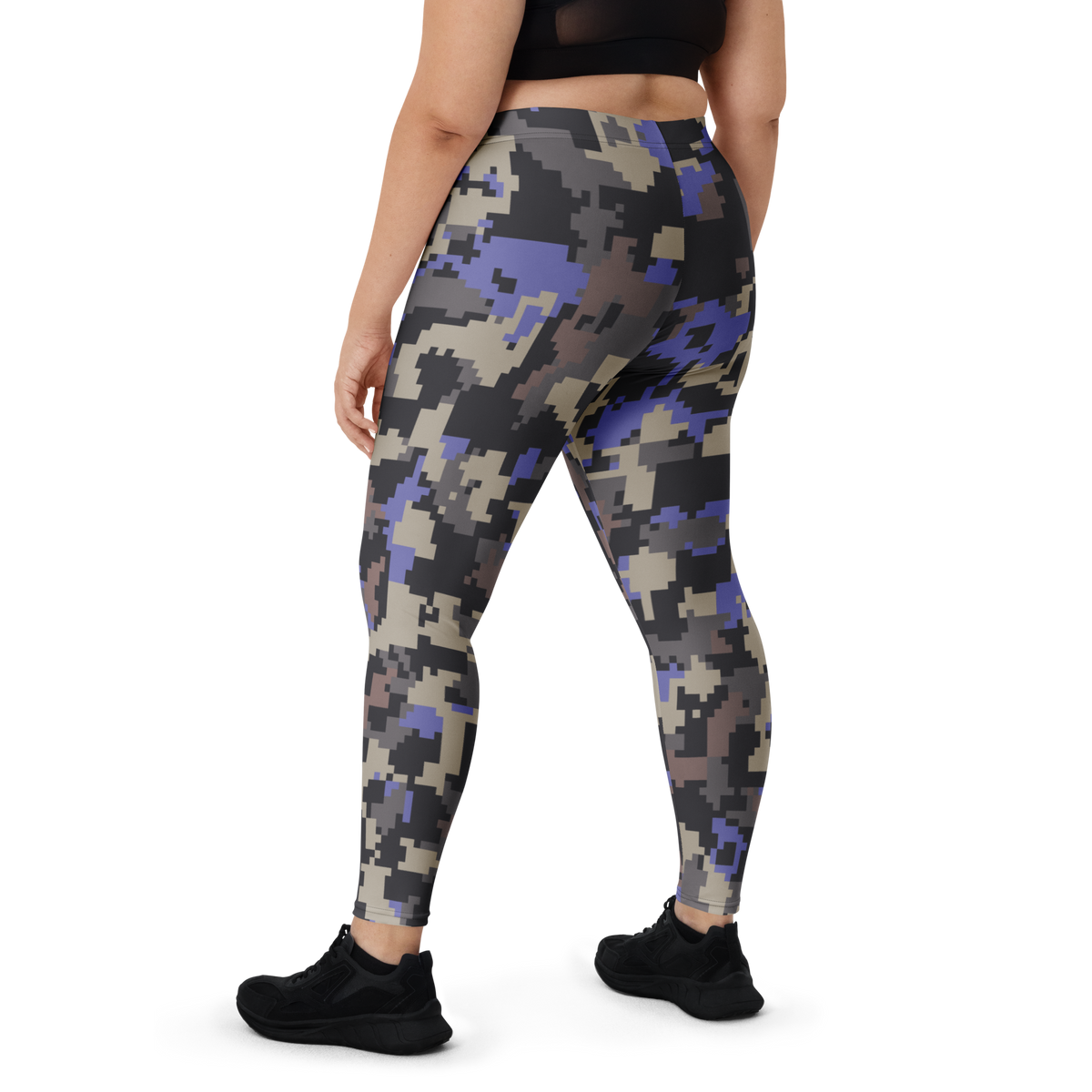 Digita Very Peri 1 camouflage mid-rise comfort leggings, oversize-fit back view.