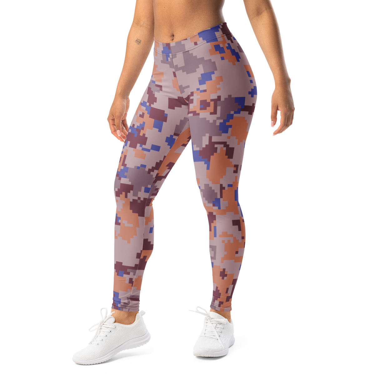 Digita Very Peri 3 camouflage mid-rise comfort leggings, left-front view.
