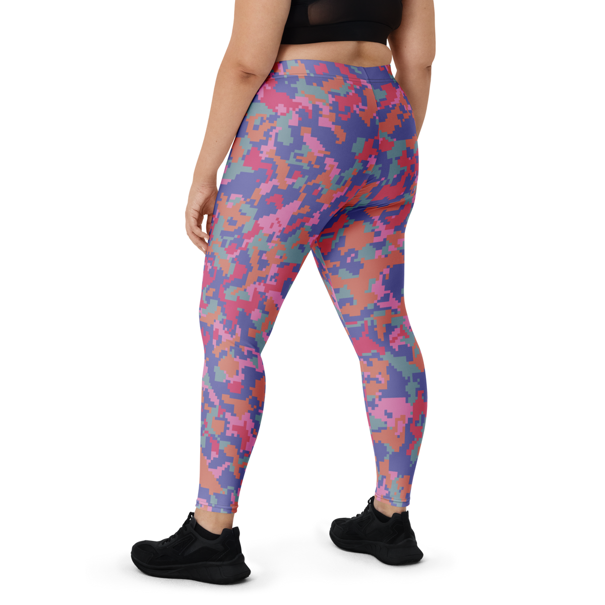 Digita Very Peri 4 camouflage mid-rise comfort leggings, oversize-fit back view.