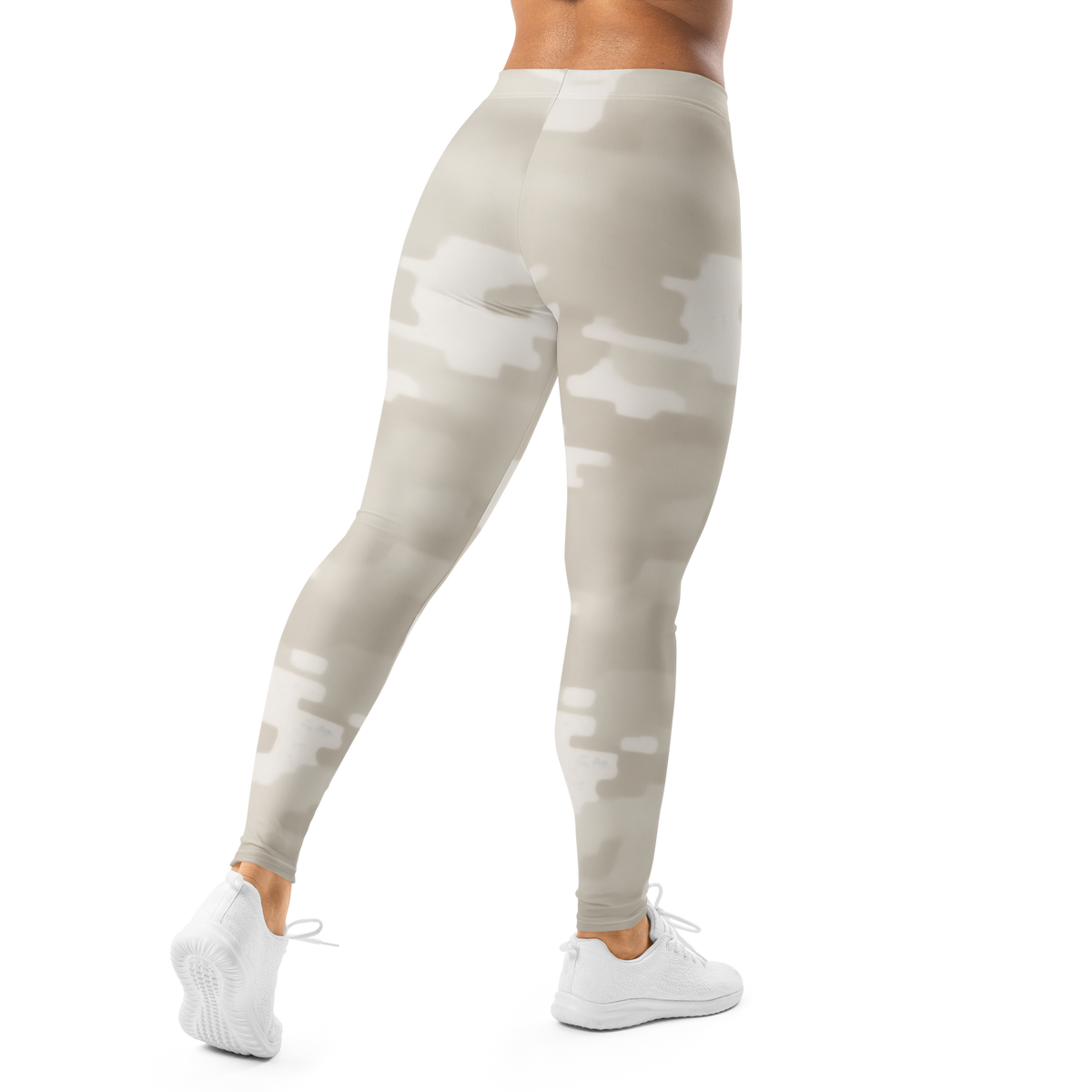 Digosta Beige camouflage mid-rise comfort leggings, back view.