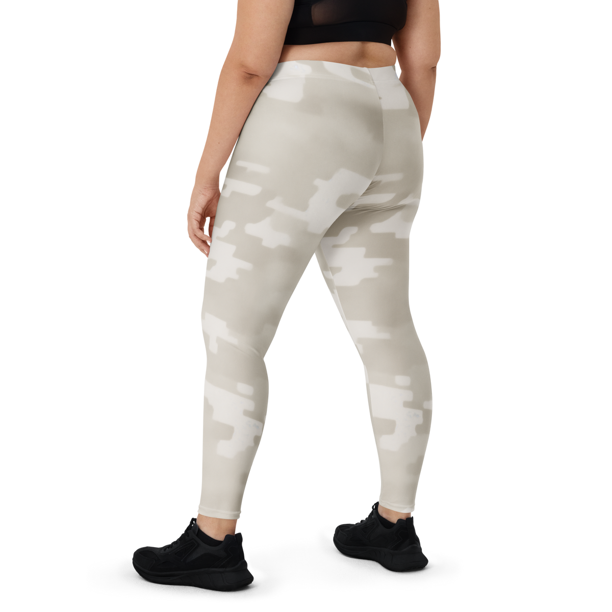 Digosta Beige camouflage mid-rise comfort leggings, oversize-fit back view.