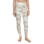 Digosta · Beige high-waisted yoga leggings, straight front view, barefoot.