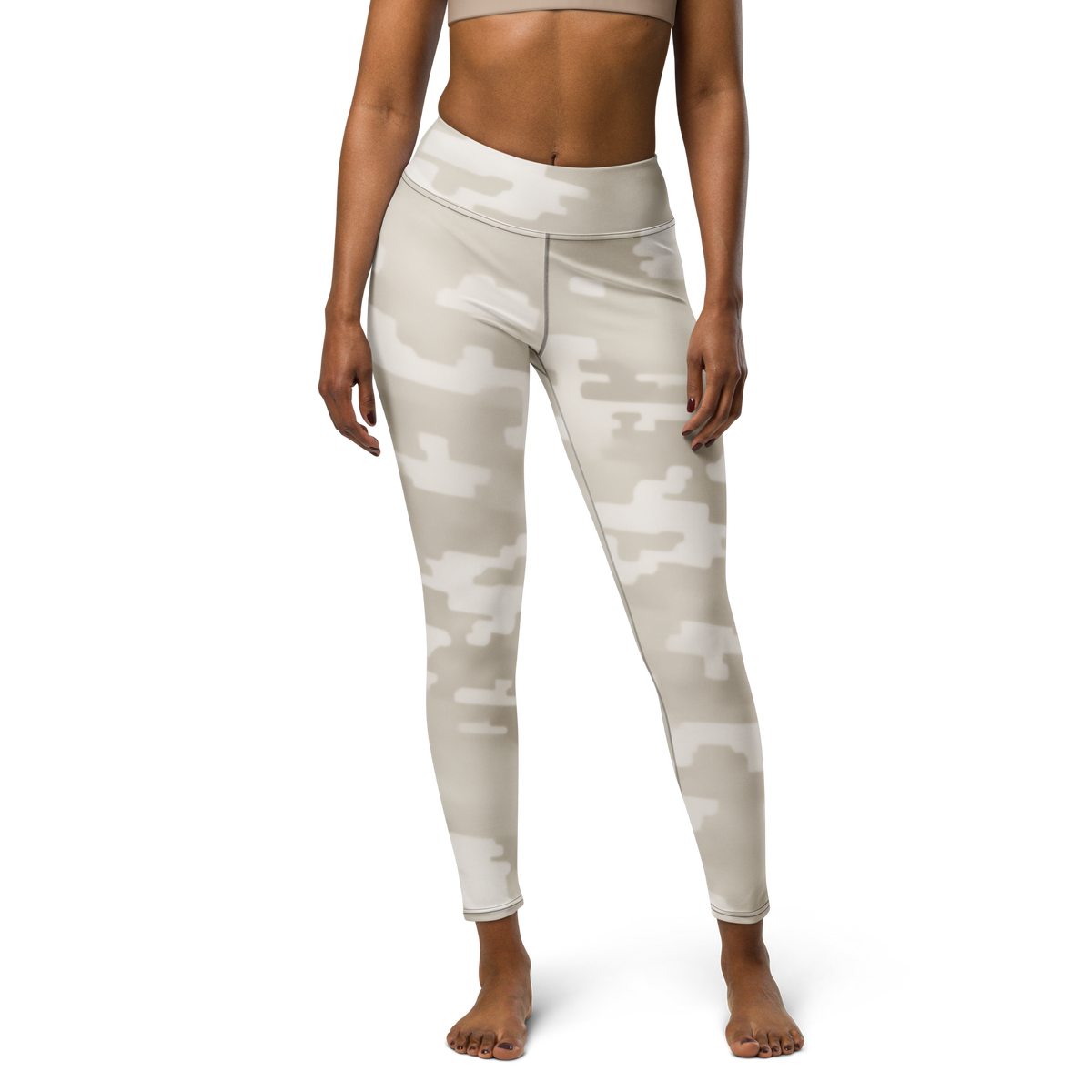 Digosta · Beige high-waisted yoga leggings, front view.
