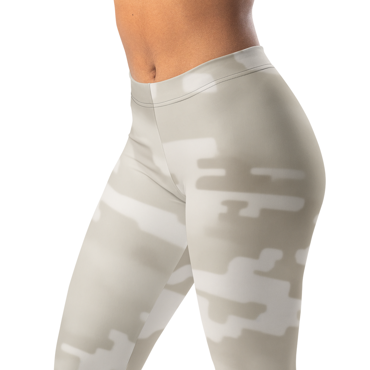 Digosta · Beige mid-rise everyday leggings, waistband and pattern detail.